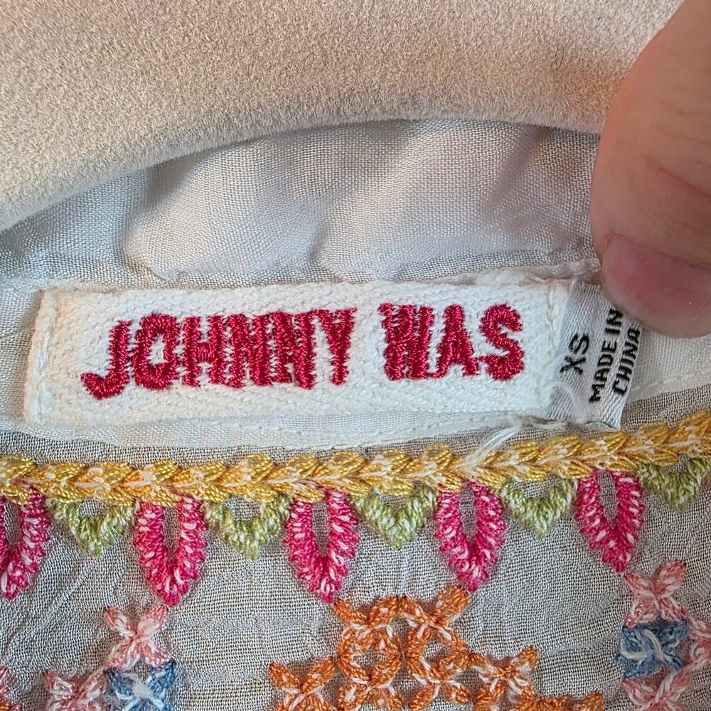 Johnny Was Boho Festival Embroidered Tunic Top SZ XS Colorful Blouse - Picture 4 of 6